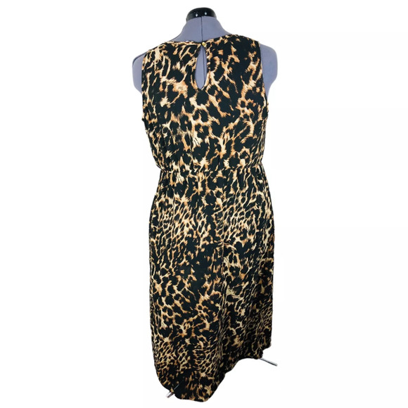 Indulge Womens Sleeveless Long Chiffon Maxi Dress Black Brown Animal Print 2X - Picture 6 of 9